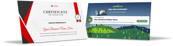 Certificate of donation and social media mention